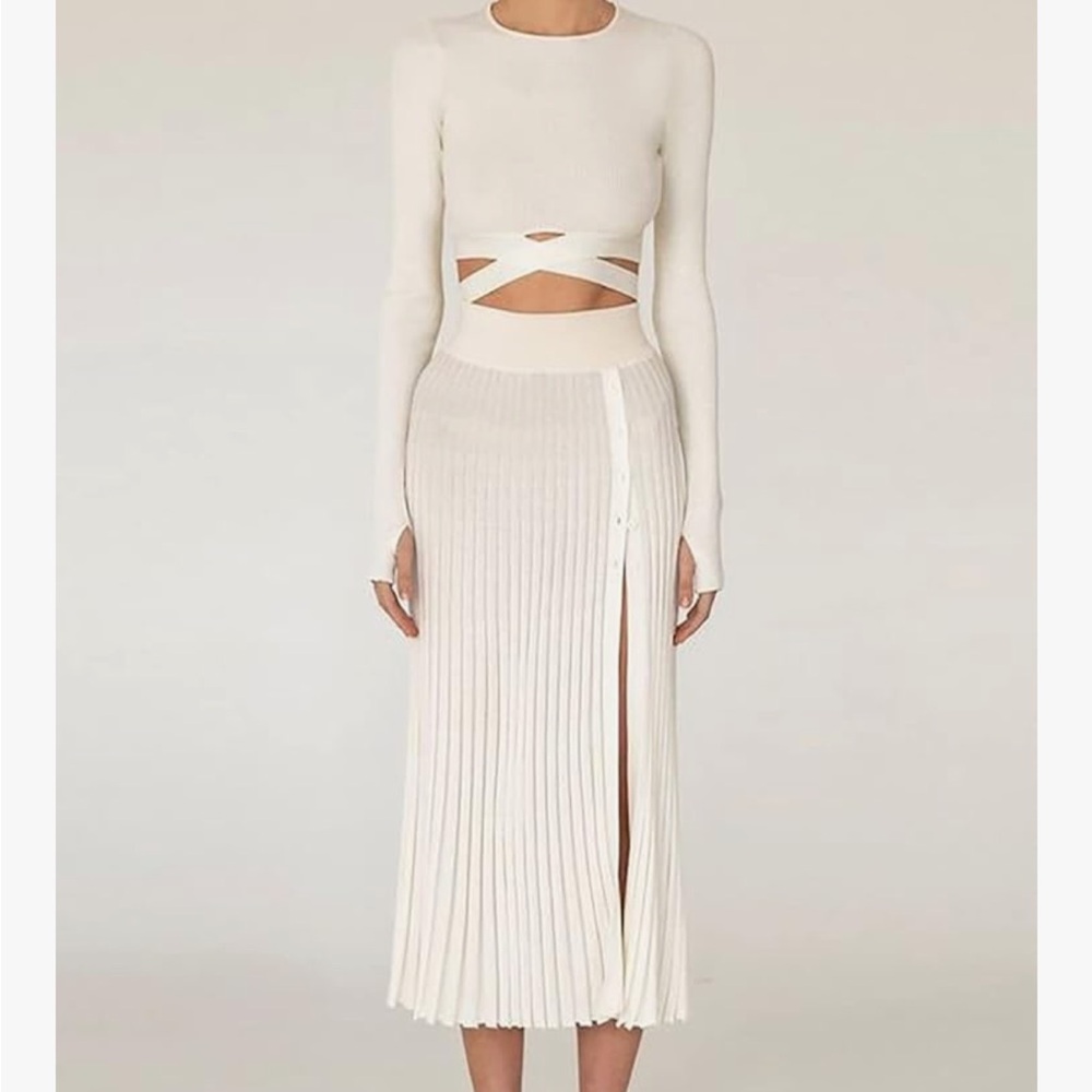 White two piece knit sweater set